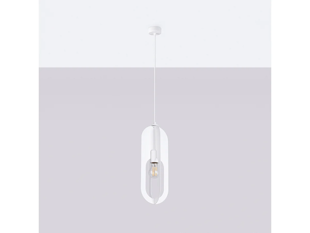 Lustre Synexus moderne en acier - 1 sources lumineuses 4000K - L.11 x H.140 cm - blanc
