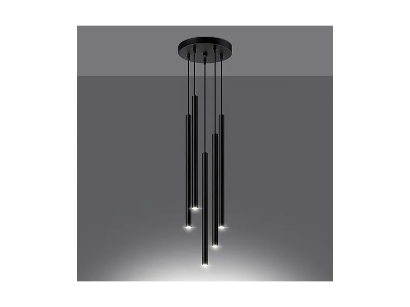 Lampy wiszące nowoczesny Brill, stal - 5 źródło światła 3000K - L.25 x H.110 cm - czarny