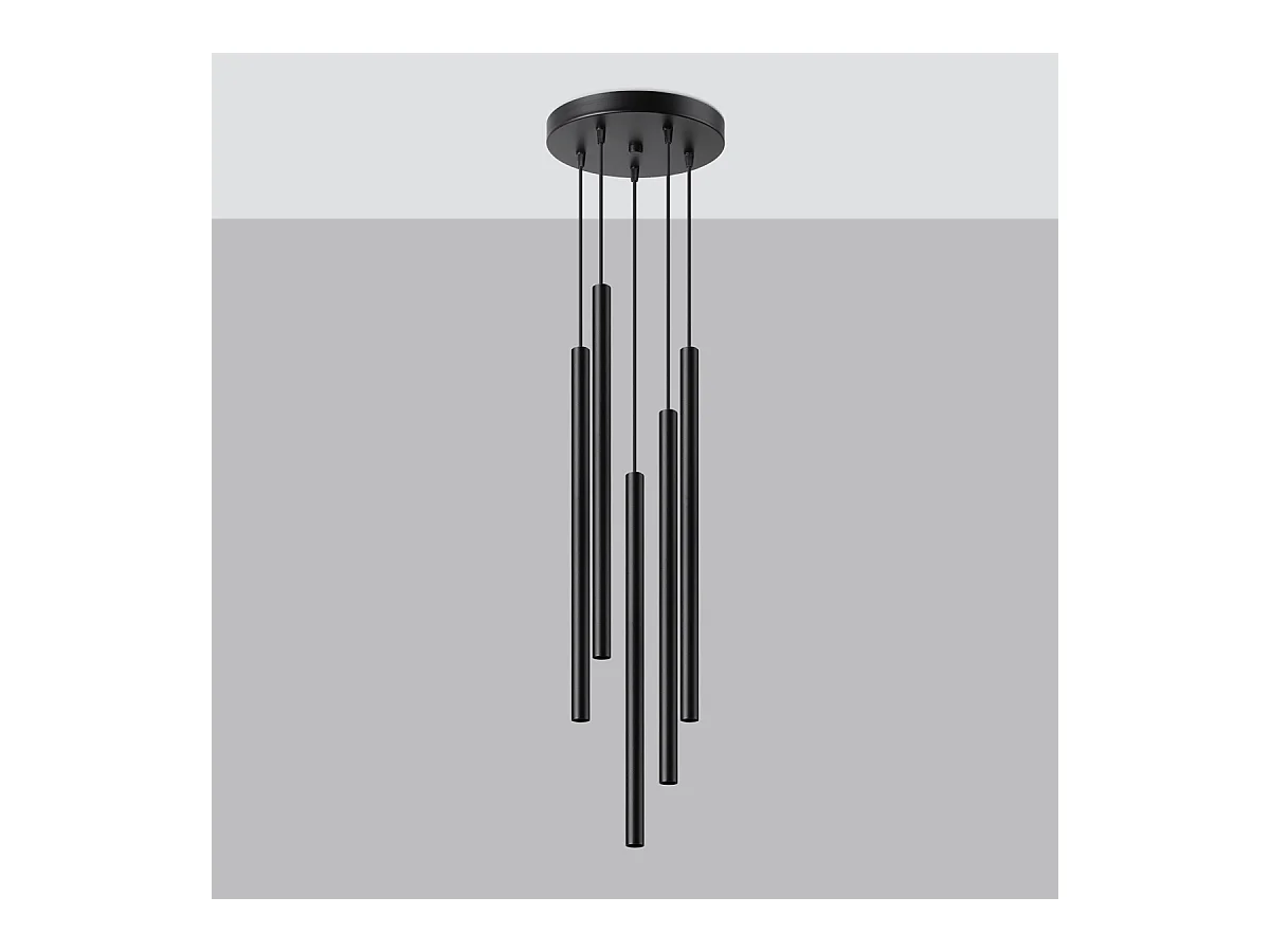 Lampy wiszące nowoczesny Brill, stal - 5 źródło światła 3000K - L.25 x H.110 cm - czarny