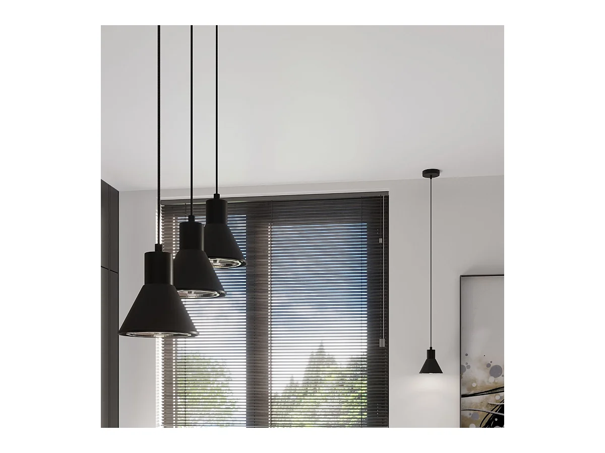 Hanglampen Zylata modern van  - 3 lichtbronnen 3000K - L.45 x H.120 cm - zwart