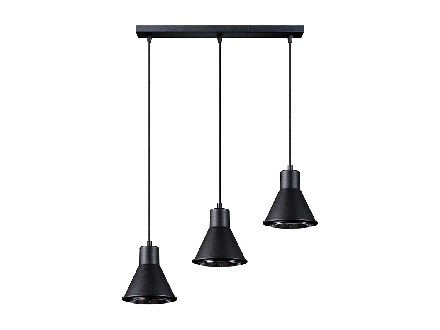 Lampes suspendues Zylata moderne en acier - 3 sources lumineuses 3000K - L.45 x H.120 cm - noir