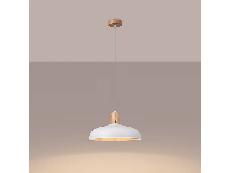 Lampes suspendues Velture scandinave en acier - 1 sources lumineuses 3000K - L.38 x H.120 cm - blanc