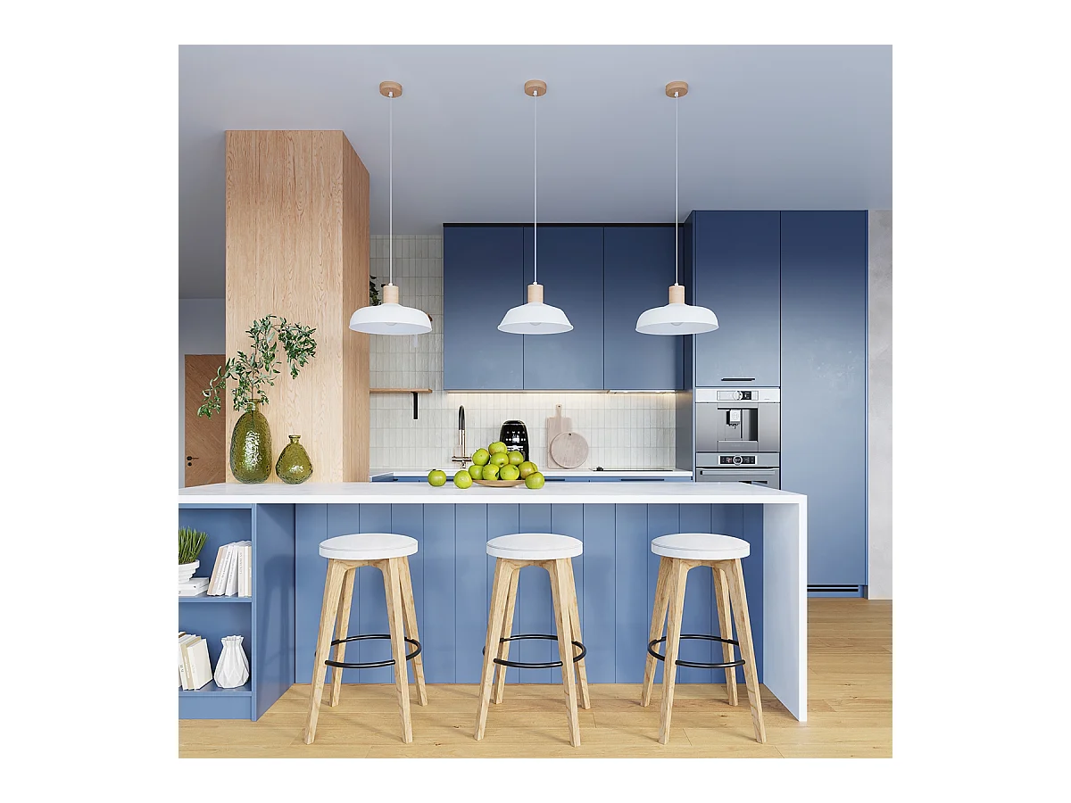 Lampes suspendues Velture scandinave en acier - 1 sources lumineuses 3000K - L.38 x H.120 cm - blanc