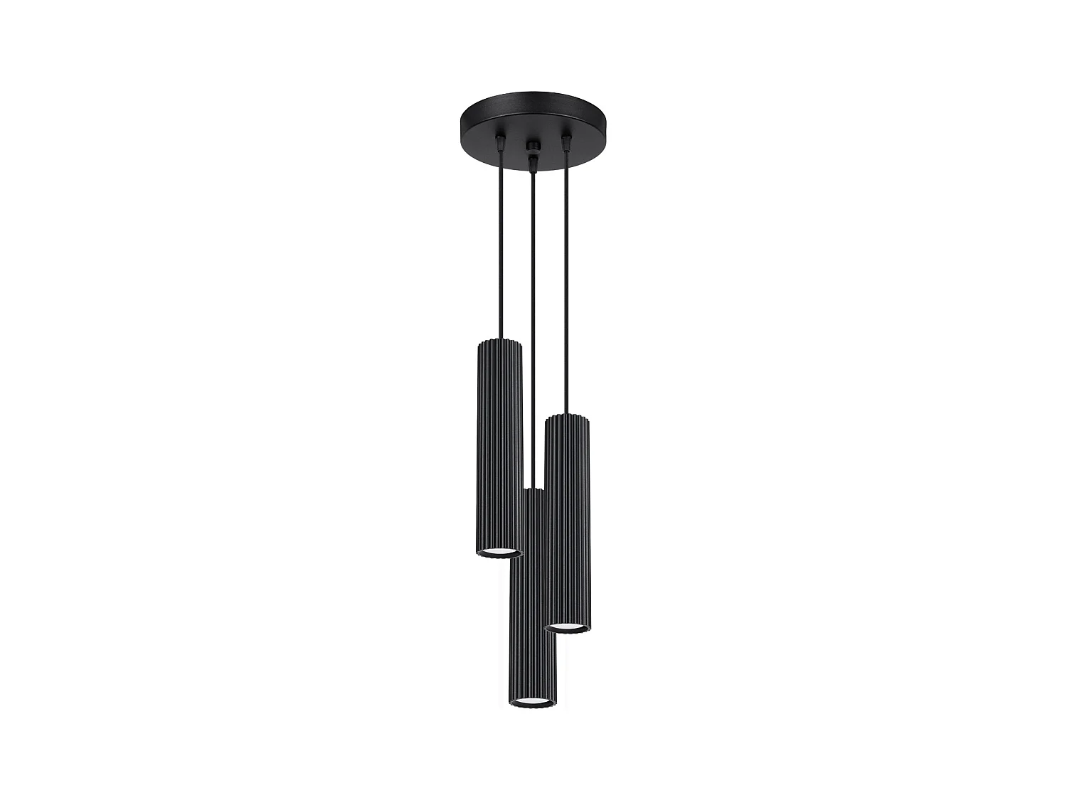 Hanglamp Gloow minimalistisch van  - 3 lichtbronnen 3000K - L.19,5 x H.108 cm - zwart
