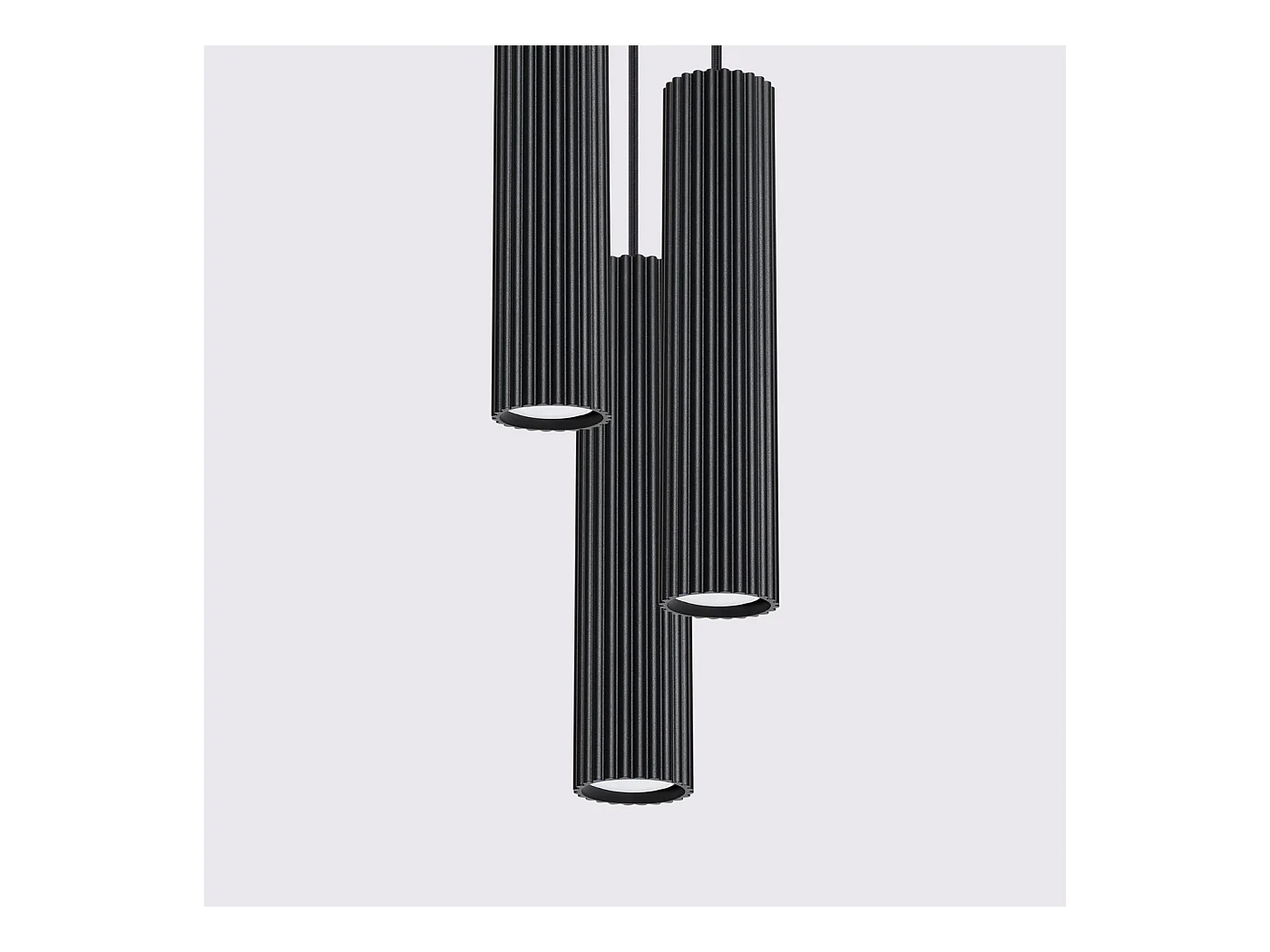 Hanglamp Gloow minimalistisch van  - 3 lichtbronnen 3000K - L.19,5 x H.108 cm - zwart