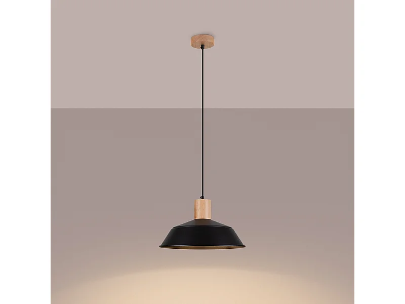 Lampy wiszące skandynawski Fanova, stal - 1 źródło światła 3000K - L.34 x H.120 cm - czarny