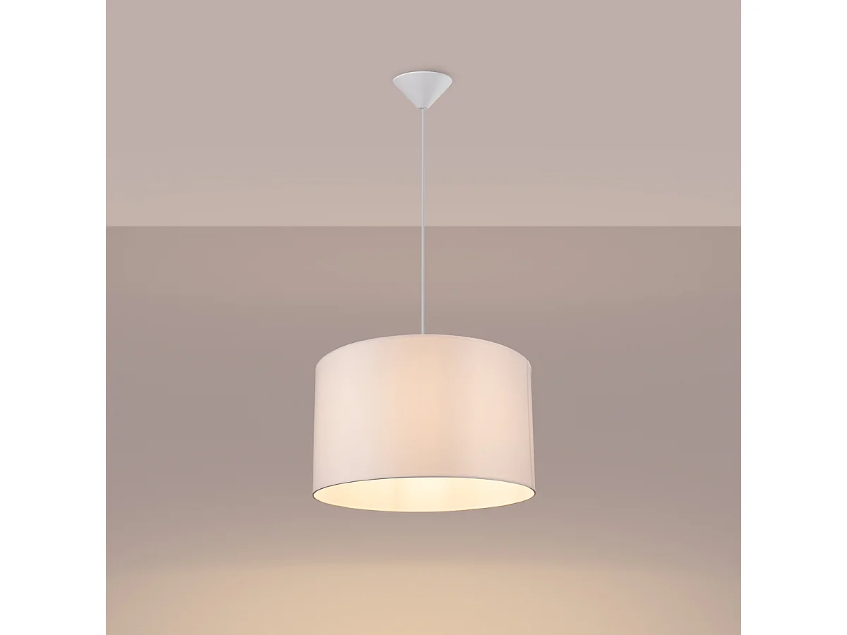 Lampes suspendues Gloxo minimaliste en tissu/PVC - 1 sources lumineuses 3000K - L.40 x H.88 cm - blanc