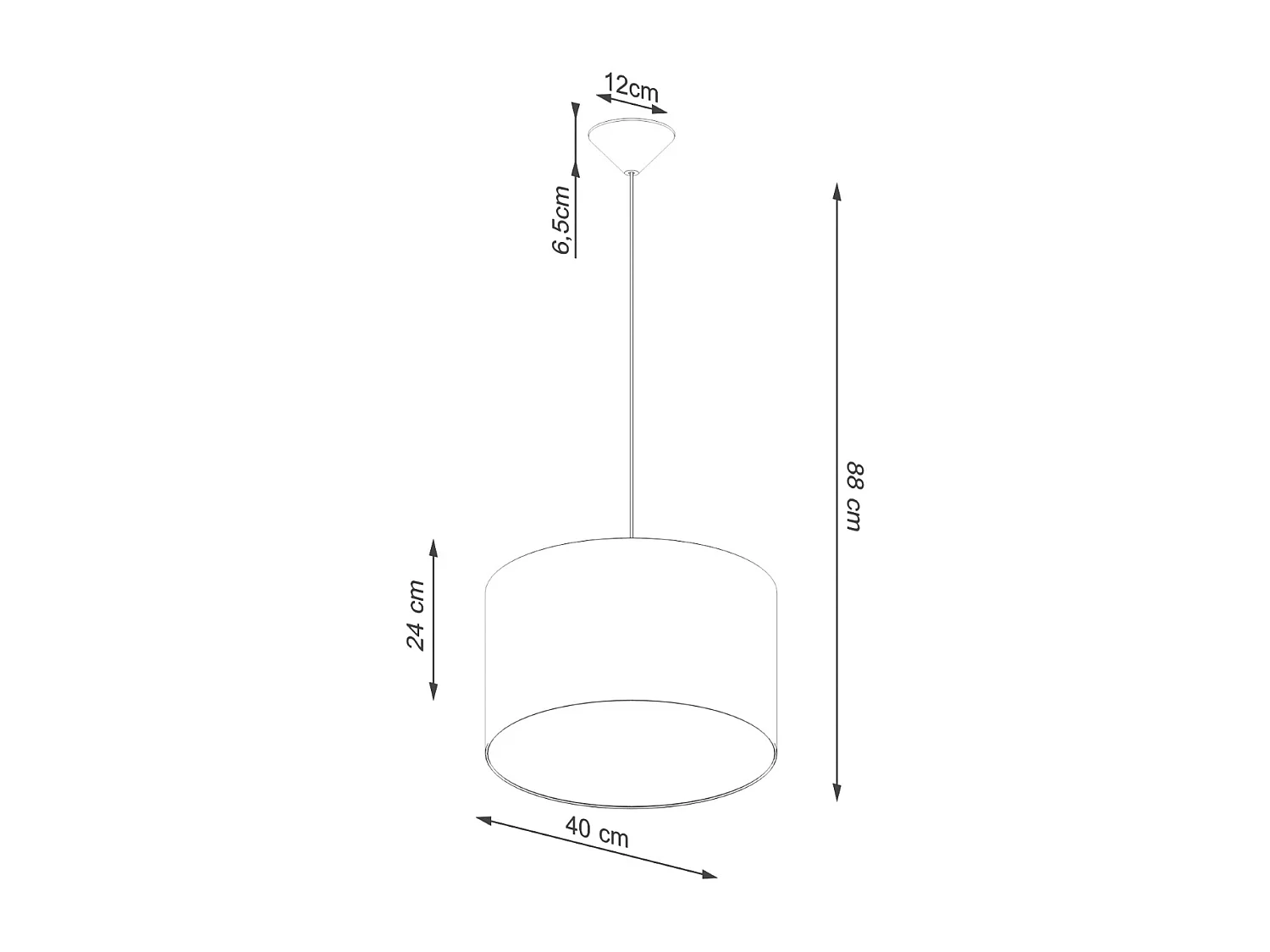 Lampes suspendues Gloxo minimaliste en tissu/PVC - 1 sources lumineuses 3000K - L.40 x H.88 cm - blanc