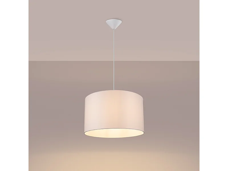 Lampes suspendues Gloxo minimaliste en tissu/PVC - 1 sources lumineuses 3000K - L.40 x H.88 cm - blanc