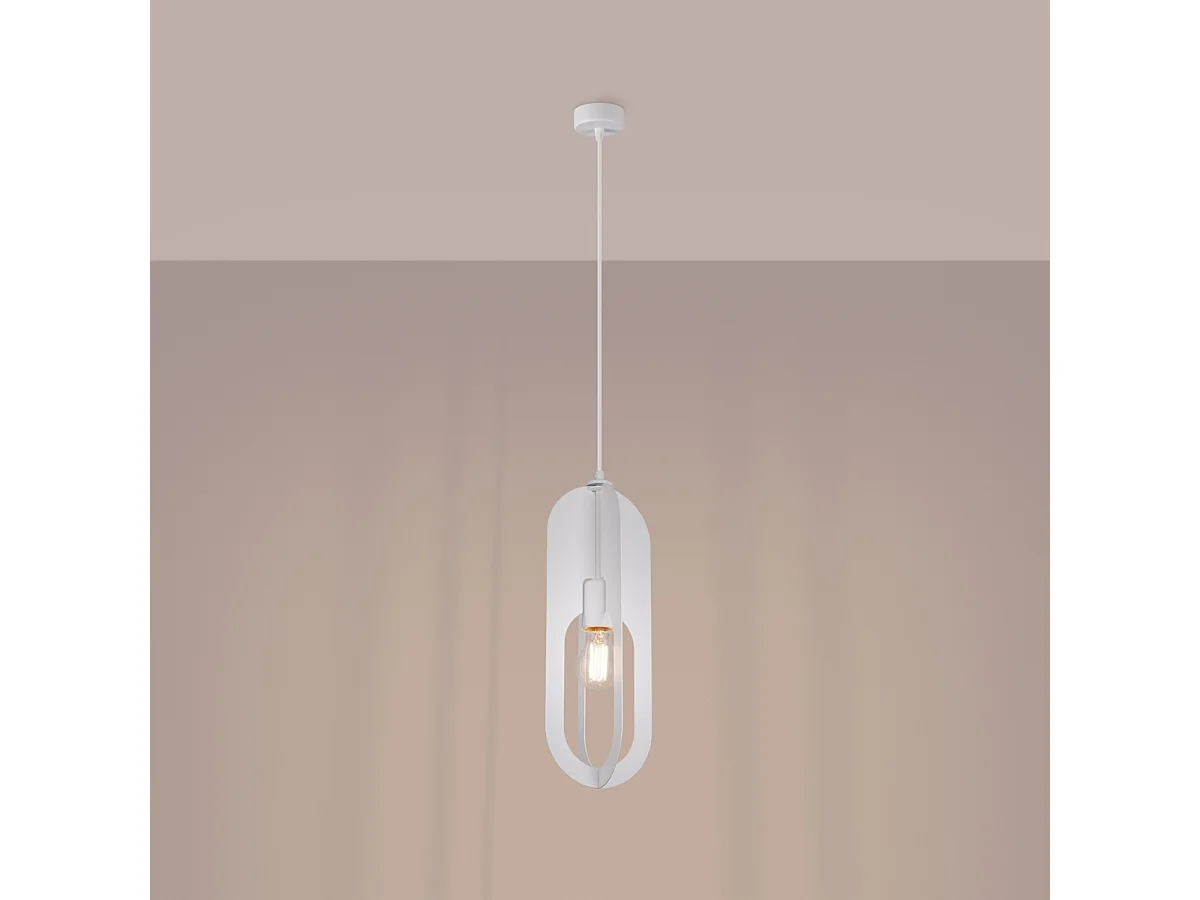 Lustre Synexus moderne en acier - 1 sources lumineuses 3000K - L.11 x H.140 cm - blanc