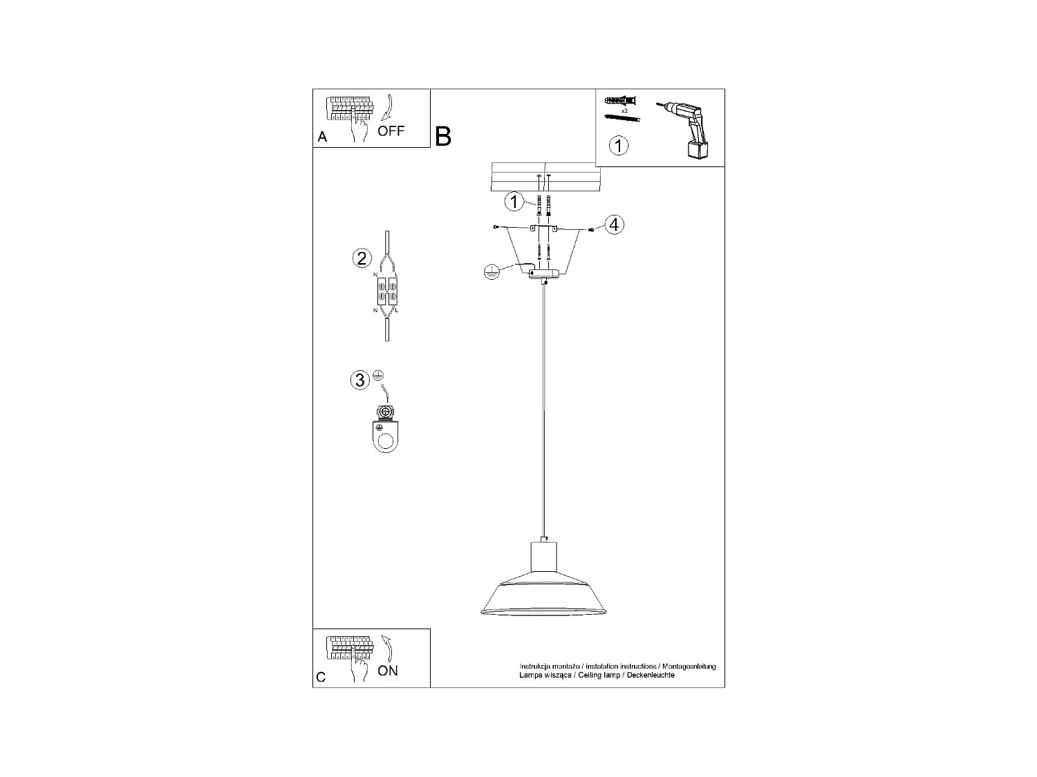Lampy wiszące skandynawski Fanova, stal - 1 źródło światła 4000K - L.34 x H.120 cm - biały