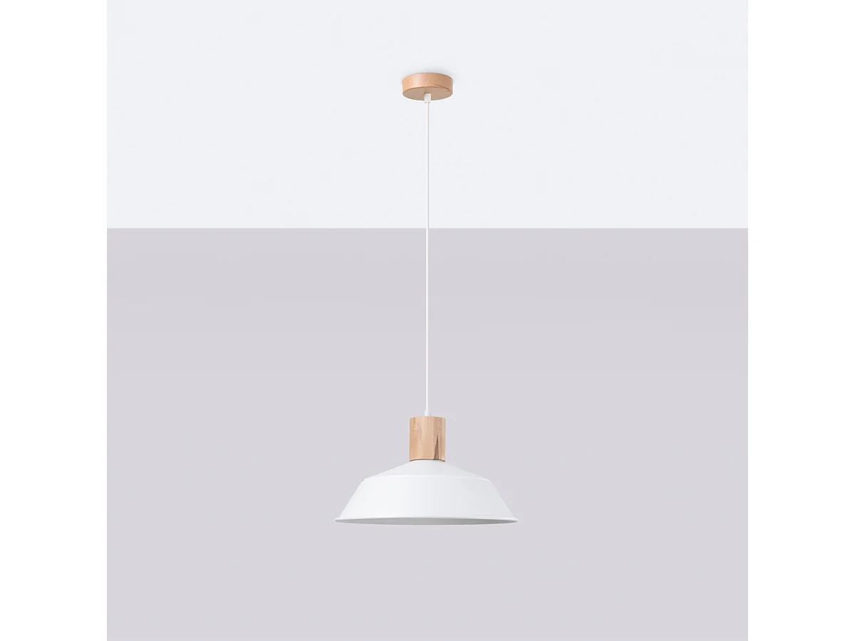 Lampes suspendues Fanova scandinave en acier - 1 sources lumineuses 4000K - L.34 x H.120 cm - blanc