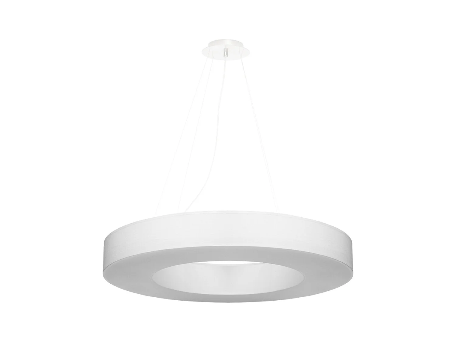 Lustres Astrona slim minimaliste en tissu/PVC/acier - 6 sources lumineuses 3000K - L.70 x H.102 cm - blanc