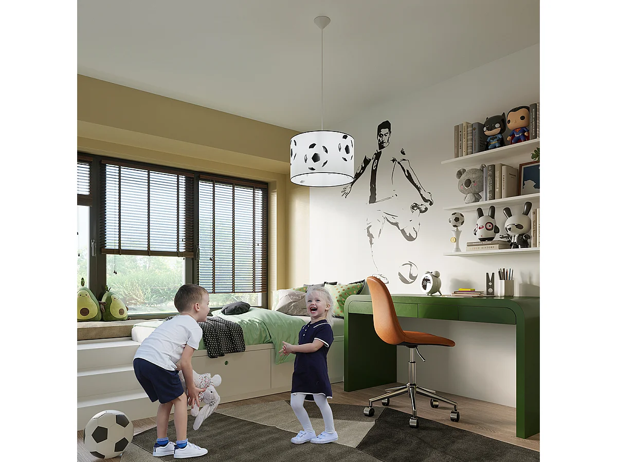 Lampes suspendues Calcio a moderne en PVC - 1 sources lumineuses 4000K - L.40 x H.82 cm - blanc noir