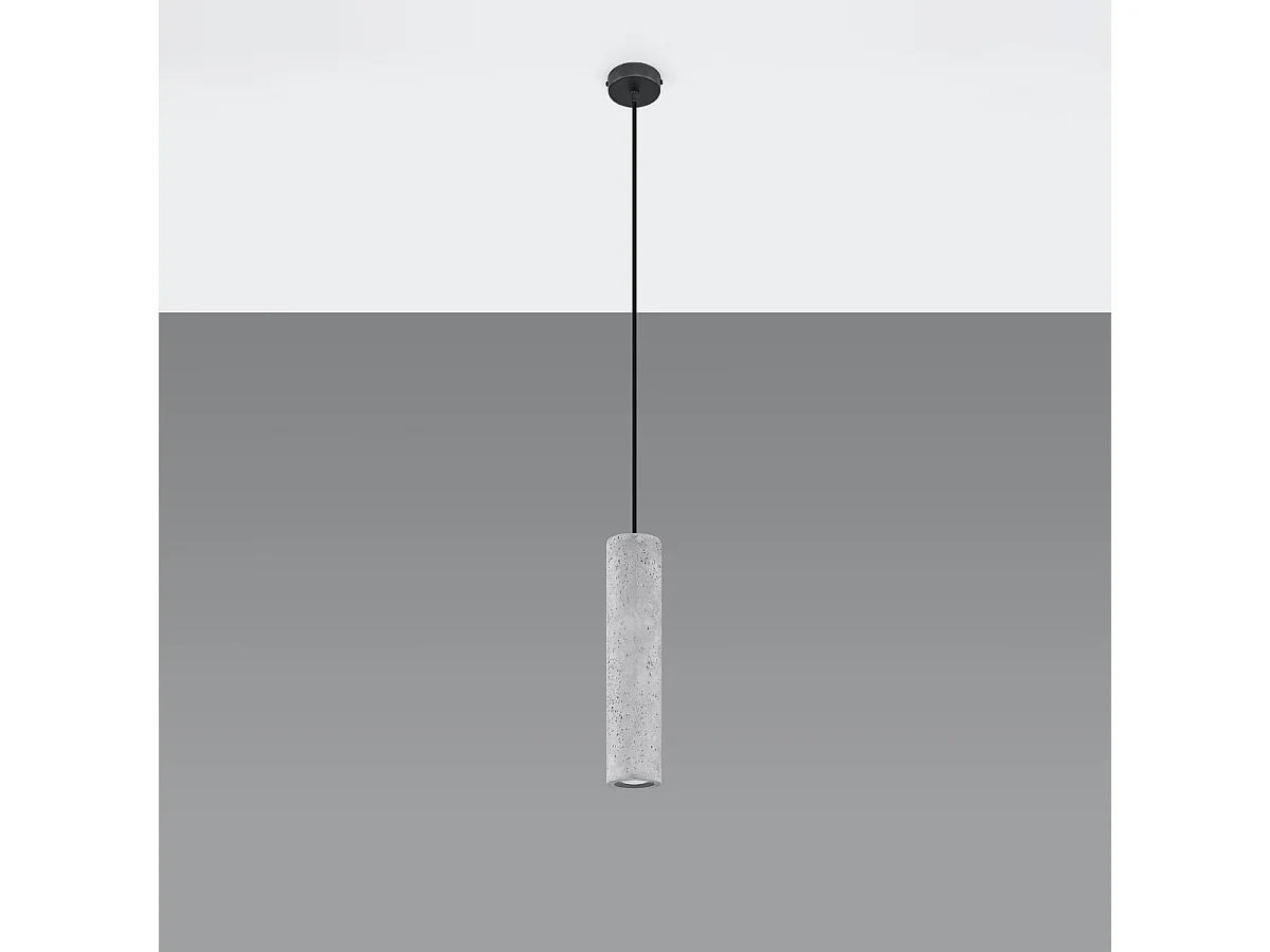 Lampes suspendues Solvix industriel en béton - 1 sources lumineuses 3000K - L.8 x H.105 cm - gris