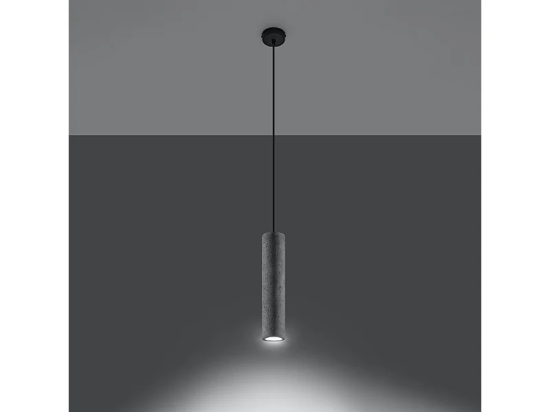 Lampes suspendues Solvix industriel en béton - 1 sources lumineuses 3000K - L.8 x H.105 cm - gris