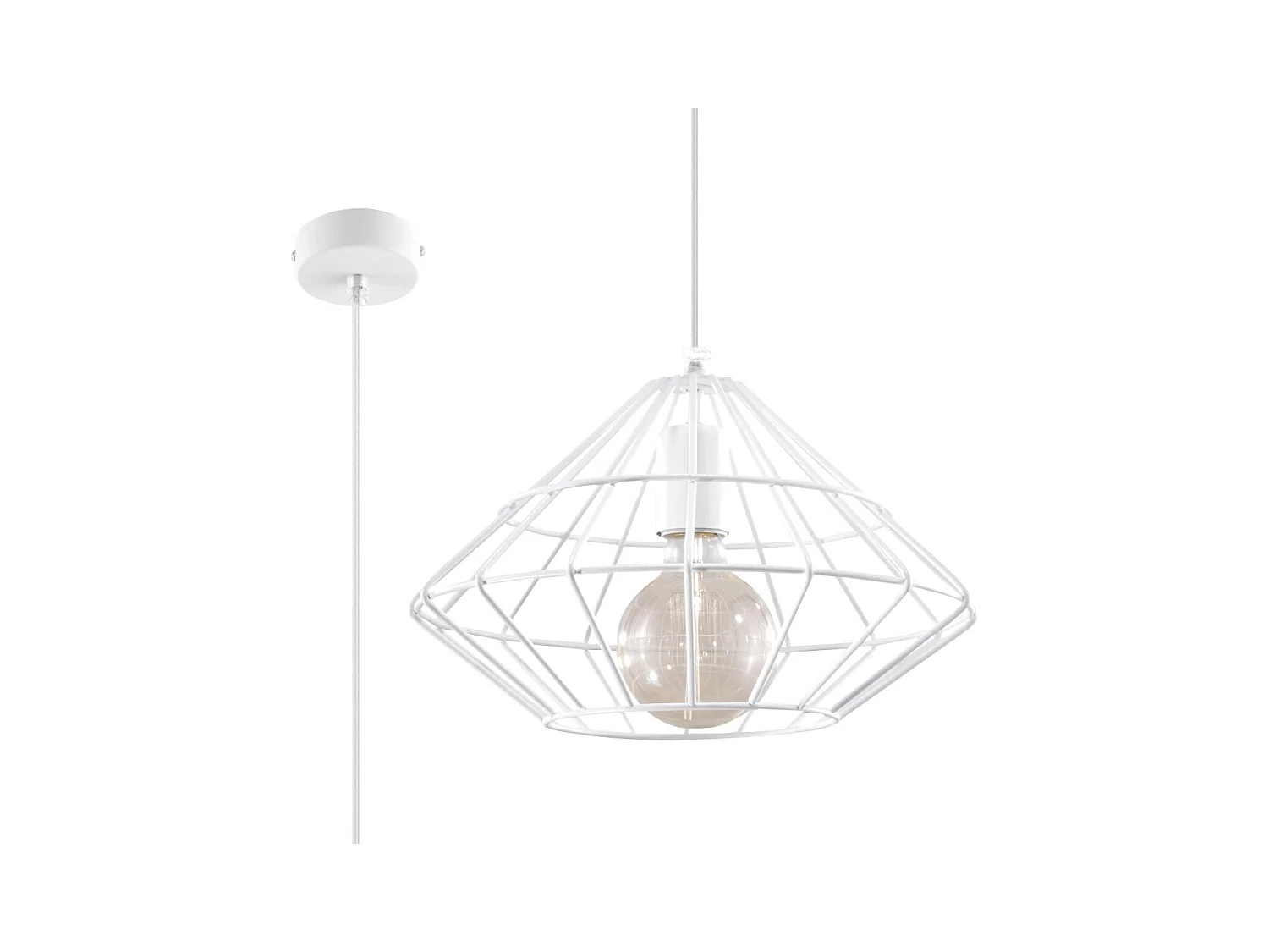 Lampes suspendues Neoteru industriel en acier - 1 sources lumineuses 4000K - L.32 x H.120 cm - blanc