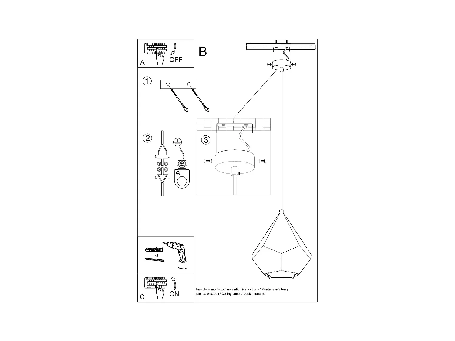 Hanglampen Litch modern van  - 1 lichtbronnen 4000K - L.25 x H.135 cm - wit