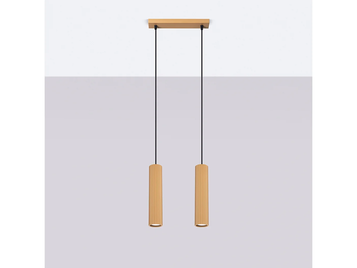 Lampa wisząca minimalistyczny Gloow, aluminium - 2 źródło światła 4000K - L.30 x H.90 cm - złoty