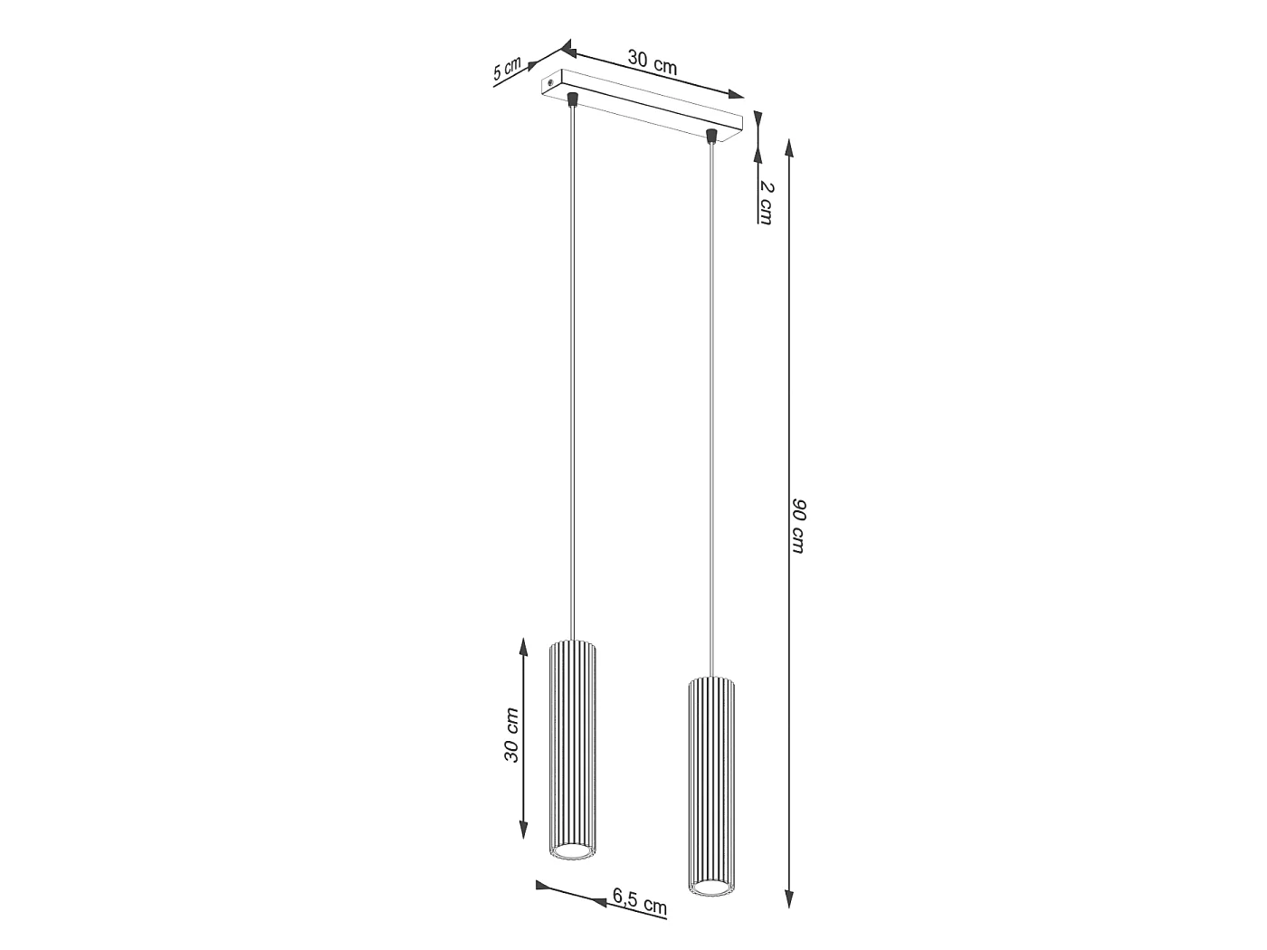 Lampa wisząca minimalistyczny Gloow, aluminium - 2 źródło światła 4000K - L.30 x H.90 cm - złoty