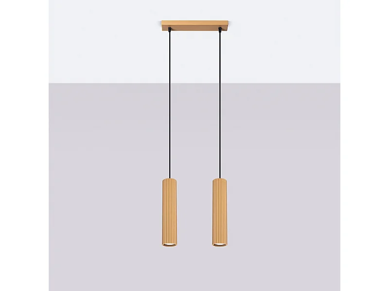 Lampa wisząca minimalistyczny Gloow, aluminium - 2 źródło światła 4000K - L.30 x H.90 cm - złoty