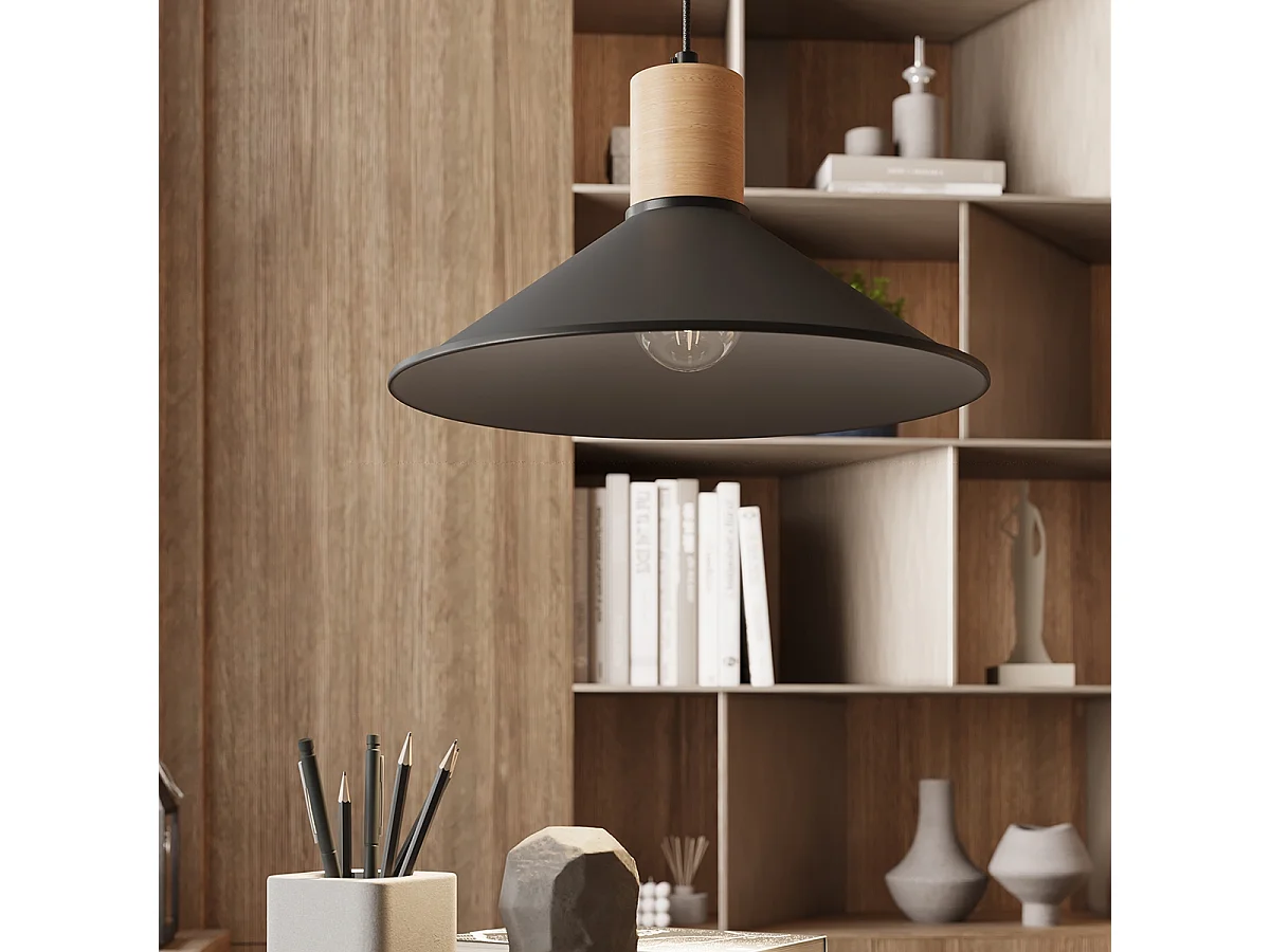 Lampes suspendues Zorra scandinave en acier - 1 sources lumineuses 4000K - L.30 x H.120 cm - noir