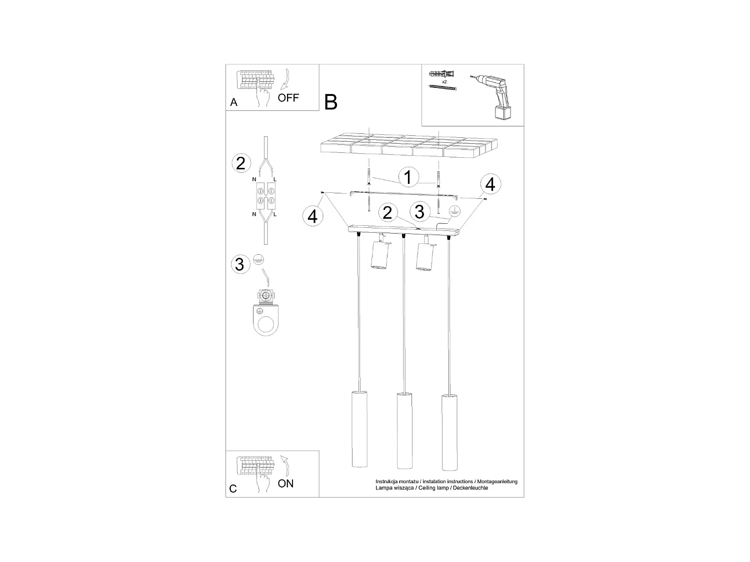 Hanglampen Briix modern van  - 5 lichtbronnen 3000K - L.45 x H.100 cm - wit