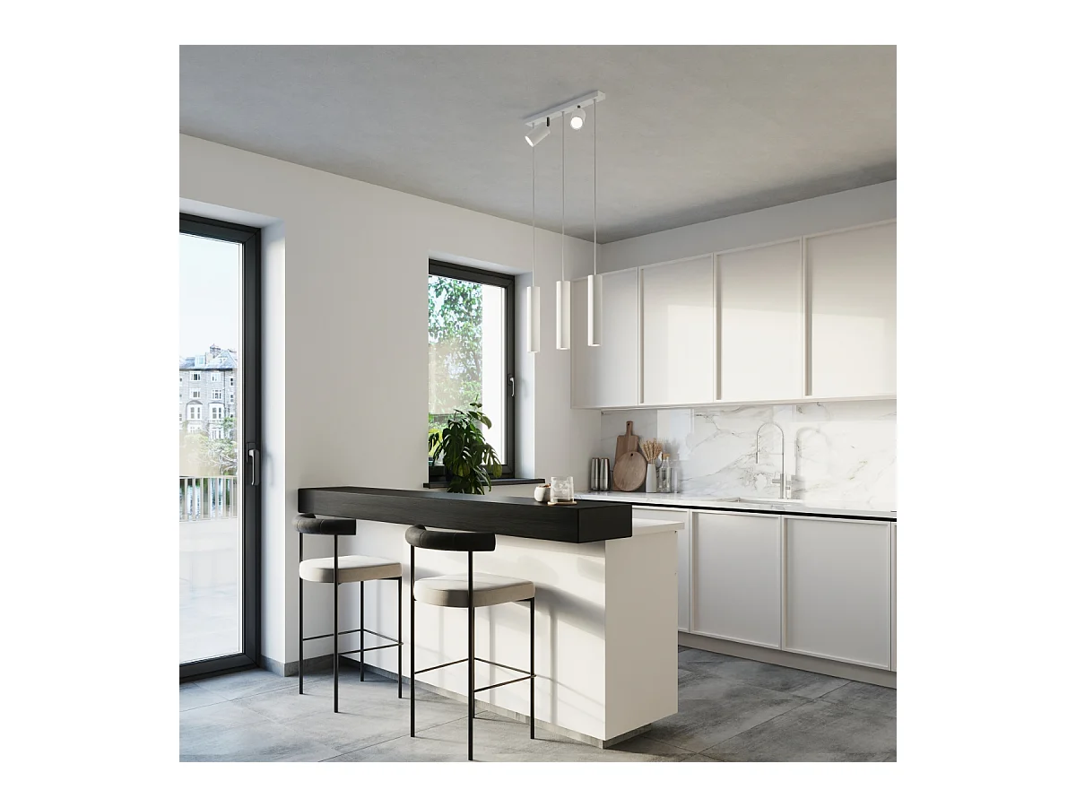 Hanglampen Briix modern van  - 5 lichtbronnen 3000K - L.45 x H.100 cm - wit