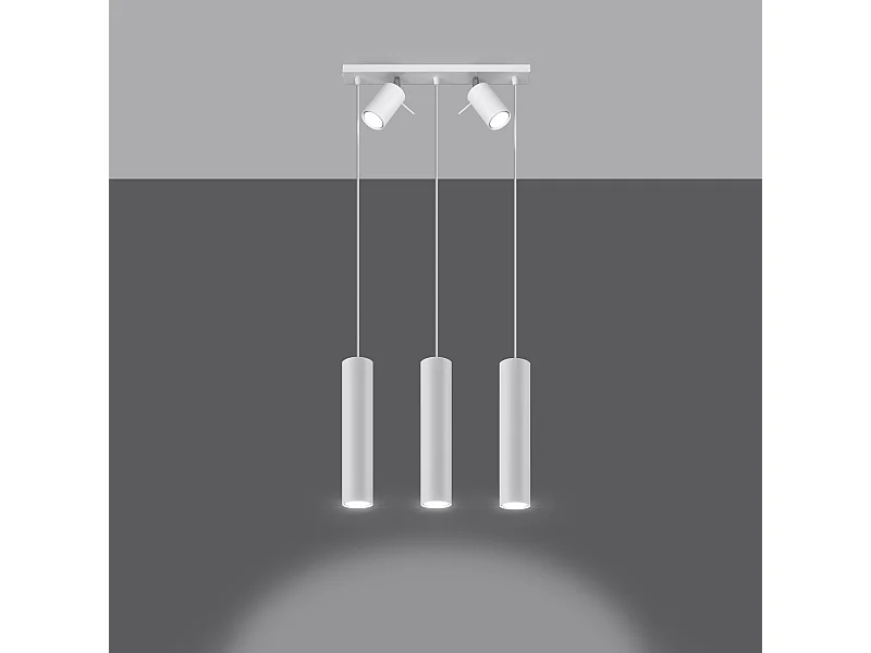 Lampes suspendues Briix moderne en acier - 5 sources lumineuses 3000K - L.45 x H.100 cm - blanc