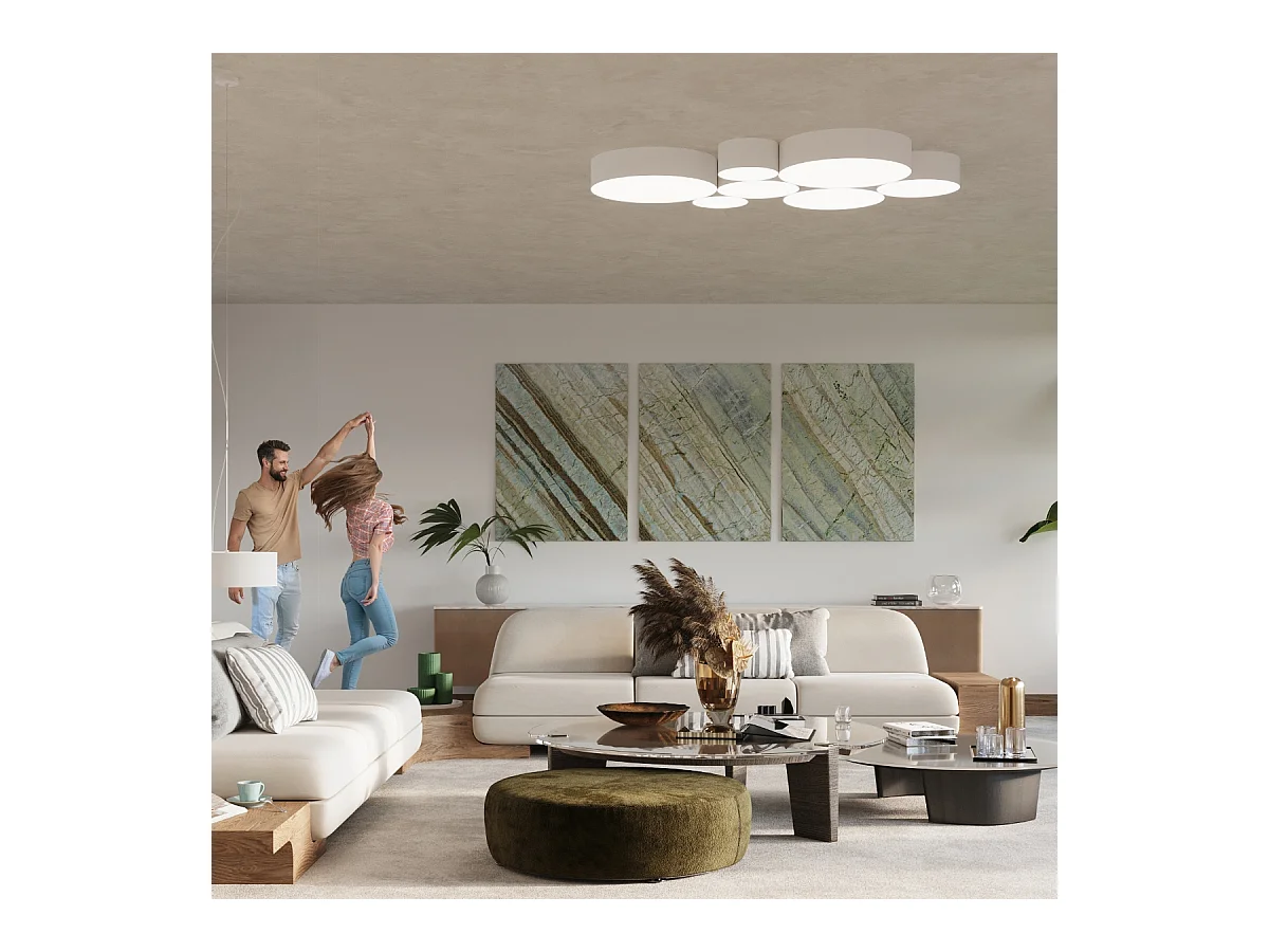 Hanglampen Cercle minimalistisch van  - 2 lichtbronnen 4000K - L.35 x H.111 cm - wit