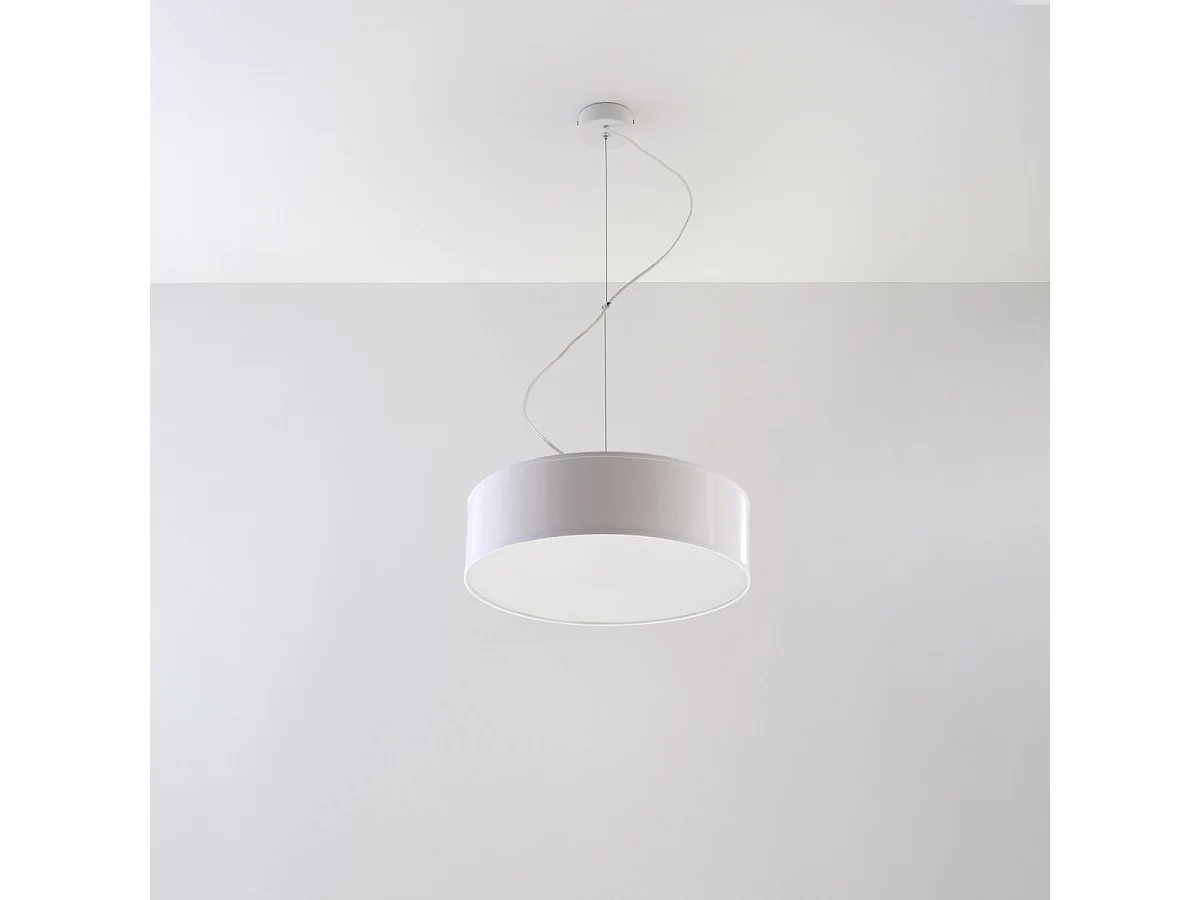 Lampes suspendues Cercle minimaliste en PVC - 2 sources lumineuses 4000K - L.35 x H.111 cm - blanc