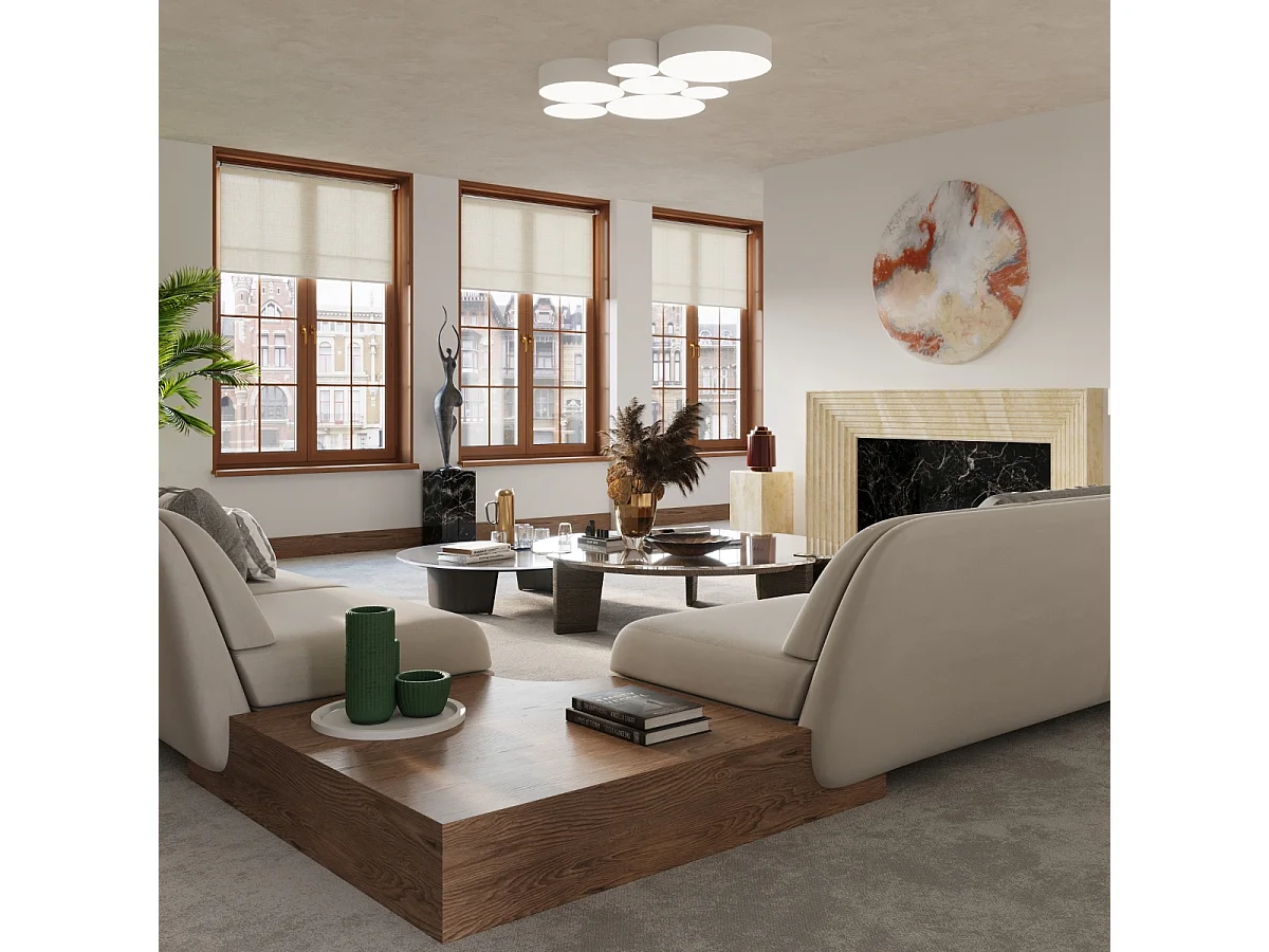 Lámparas colgantes Cercle minimalista de CLORURO DE POLIVINILO - 2 fuentes luminosas 4000K - L.35 x A.111 cm - blanco