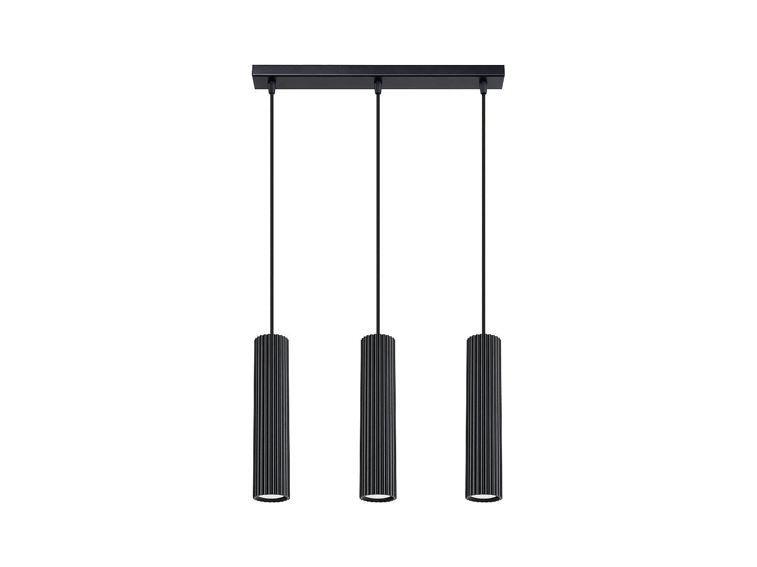 Hanglamp Gloow minimalistisch van  - 3 lichtbronnen 4000K - L.45 x H.98 cm - zwart