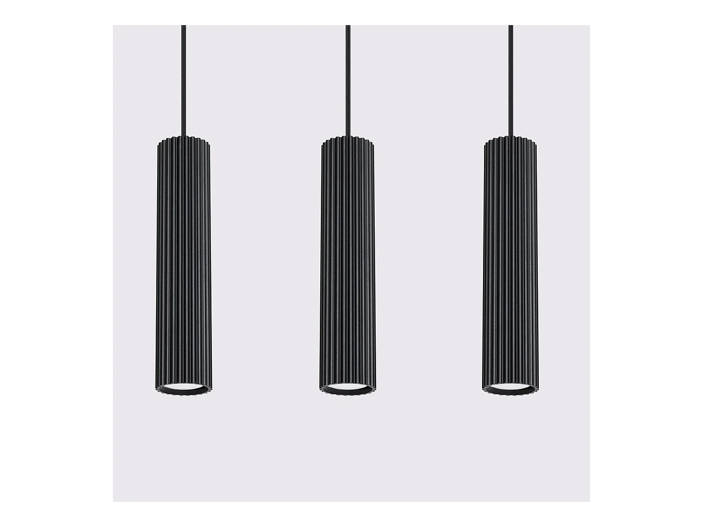 Hanglamp Gloow minimalistisch van  - 3 lichtbronnen 4000K - L.45 x H.98 cm - zwart