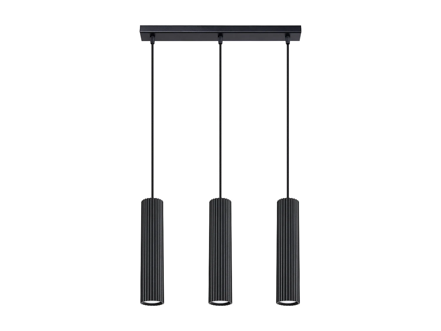 Luminária pendente Gloow minimalista, alumínio - 3 fontes de luz 4000K - L.45 x H.98 cm - preto