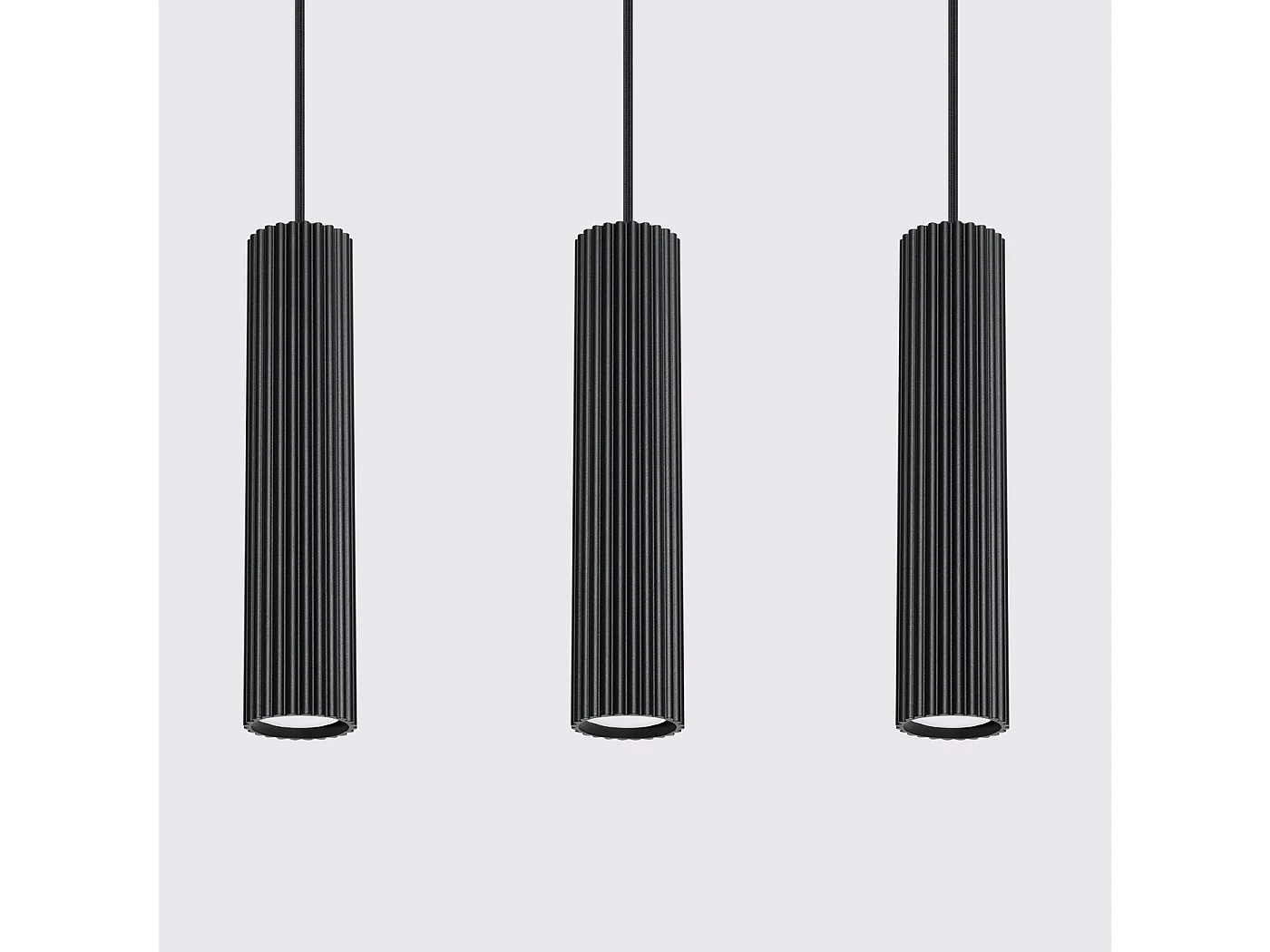 Luminária pendente Gloow minimalista, alumínio - 3 fontes de luz 4000K - L.45 x H.98 cm - preto