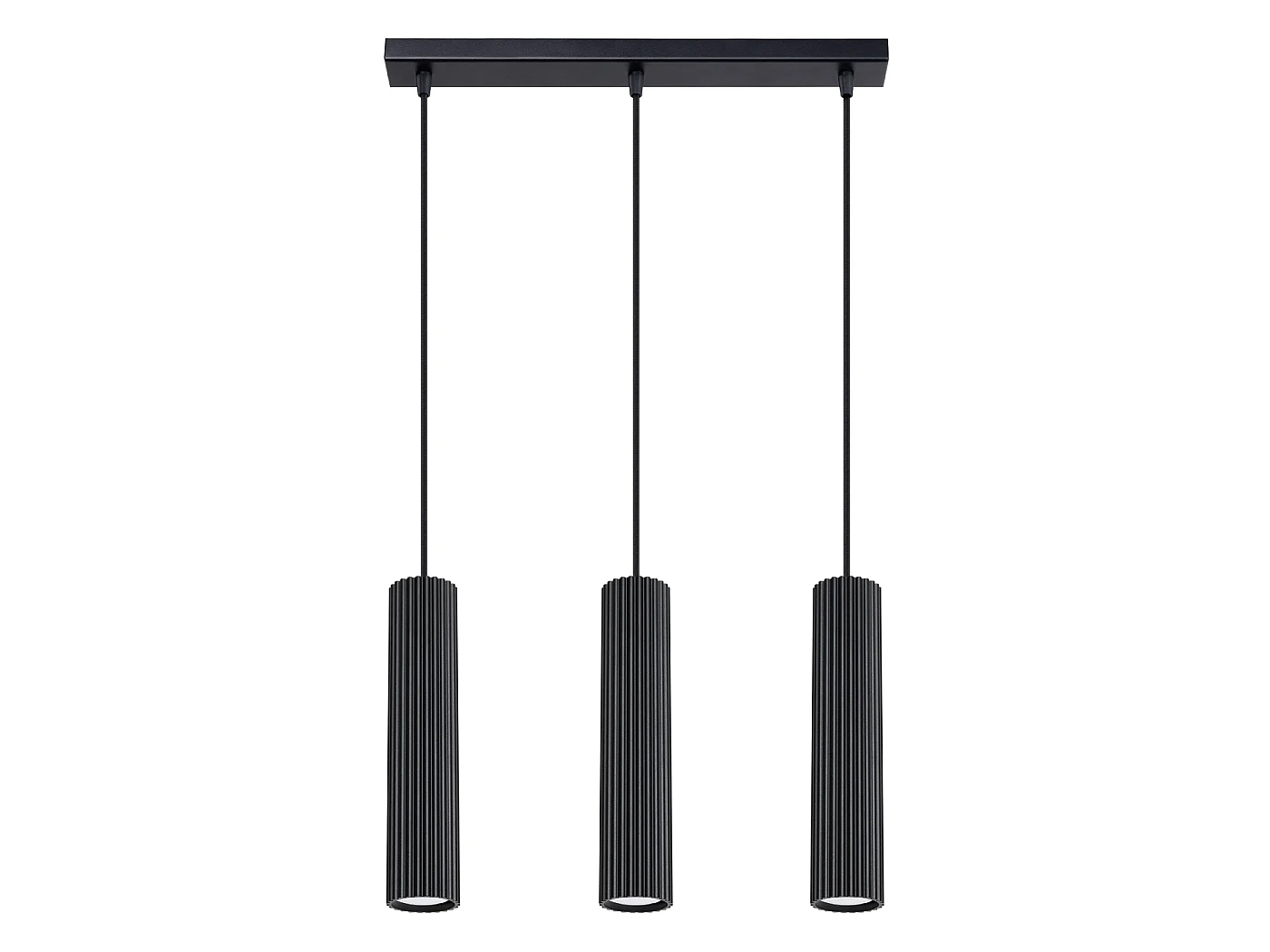 Lampa wisząca minimalistyczny Gloow, aluminium - 3 źródło światła 4000K - L.45 x H.98 cm - czarny