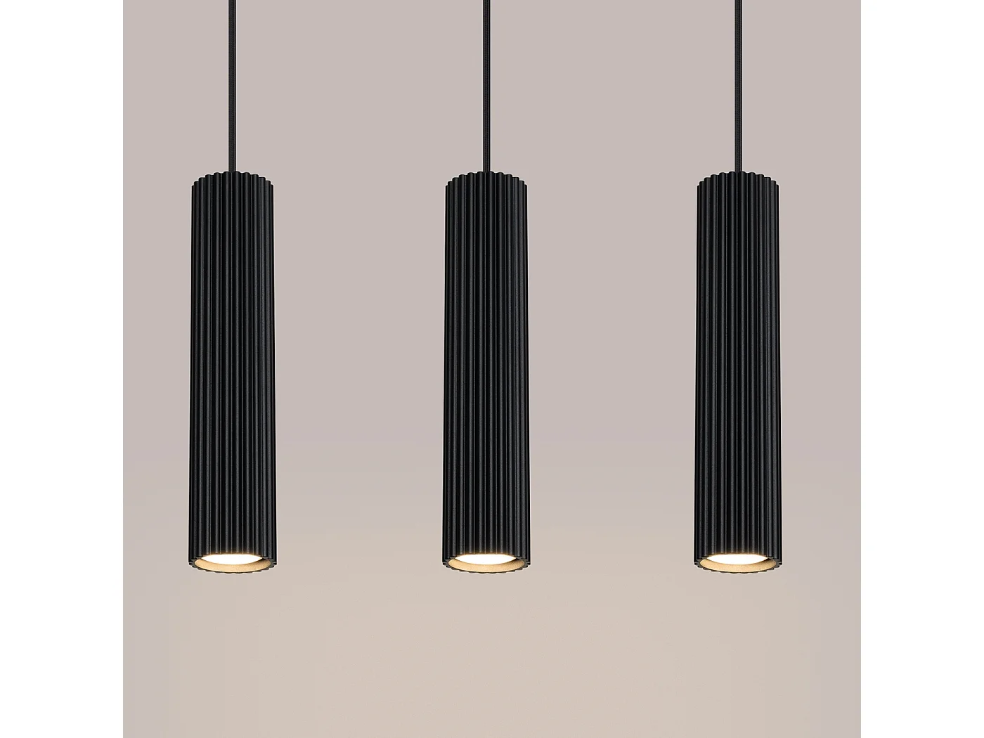 Lampa wisząca minimalistyczny Gloow, aluminium - 3 źródło światła 4000K - L.45 x H.98 cm - czarny