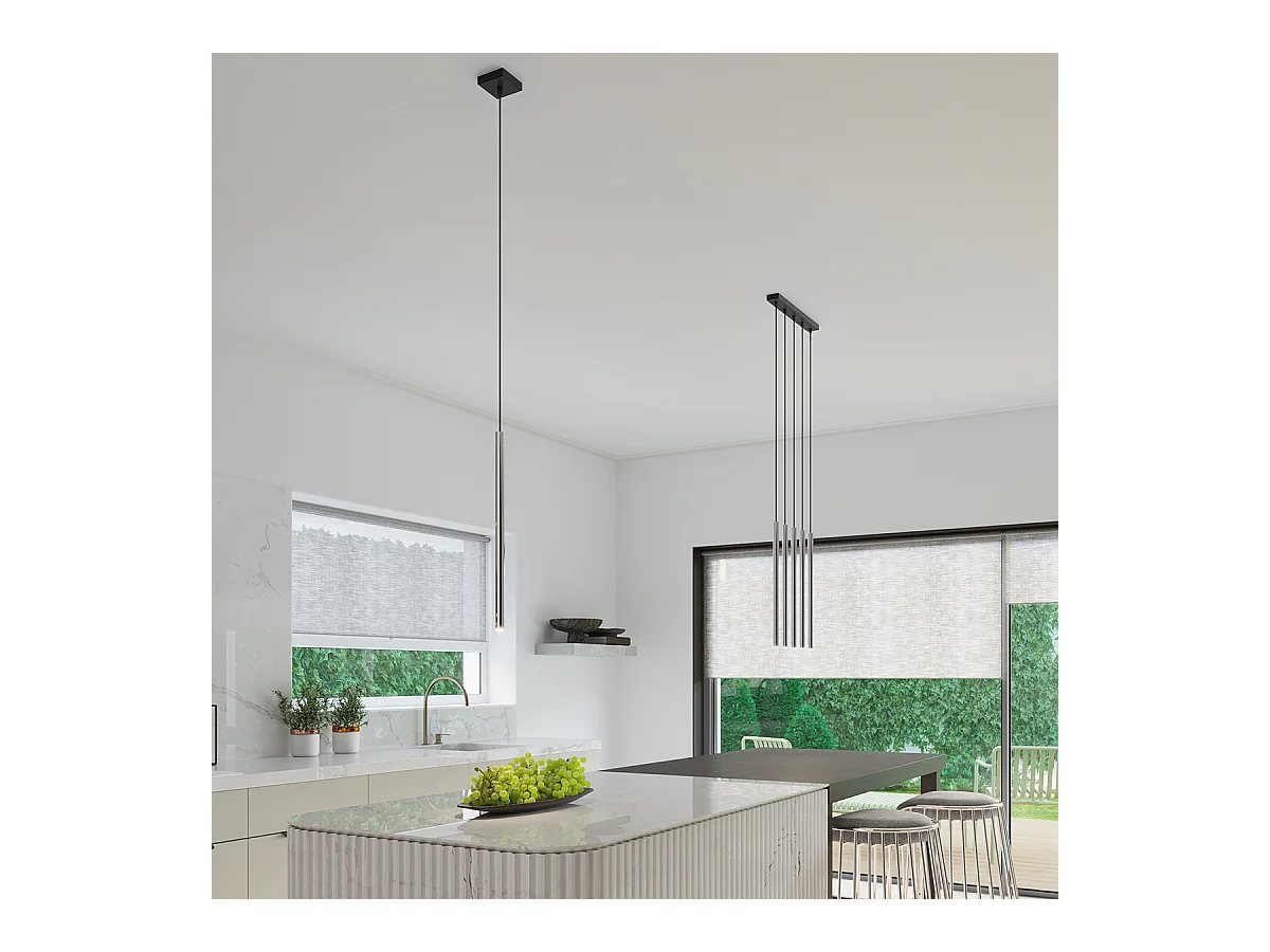 Lampy wiszące nowoczesny Brill, stal - 1 źródło światła 3000K - L.8 x H.100 cm - chrom