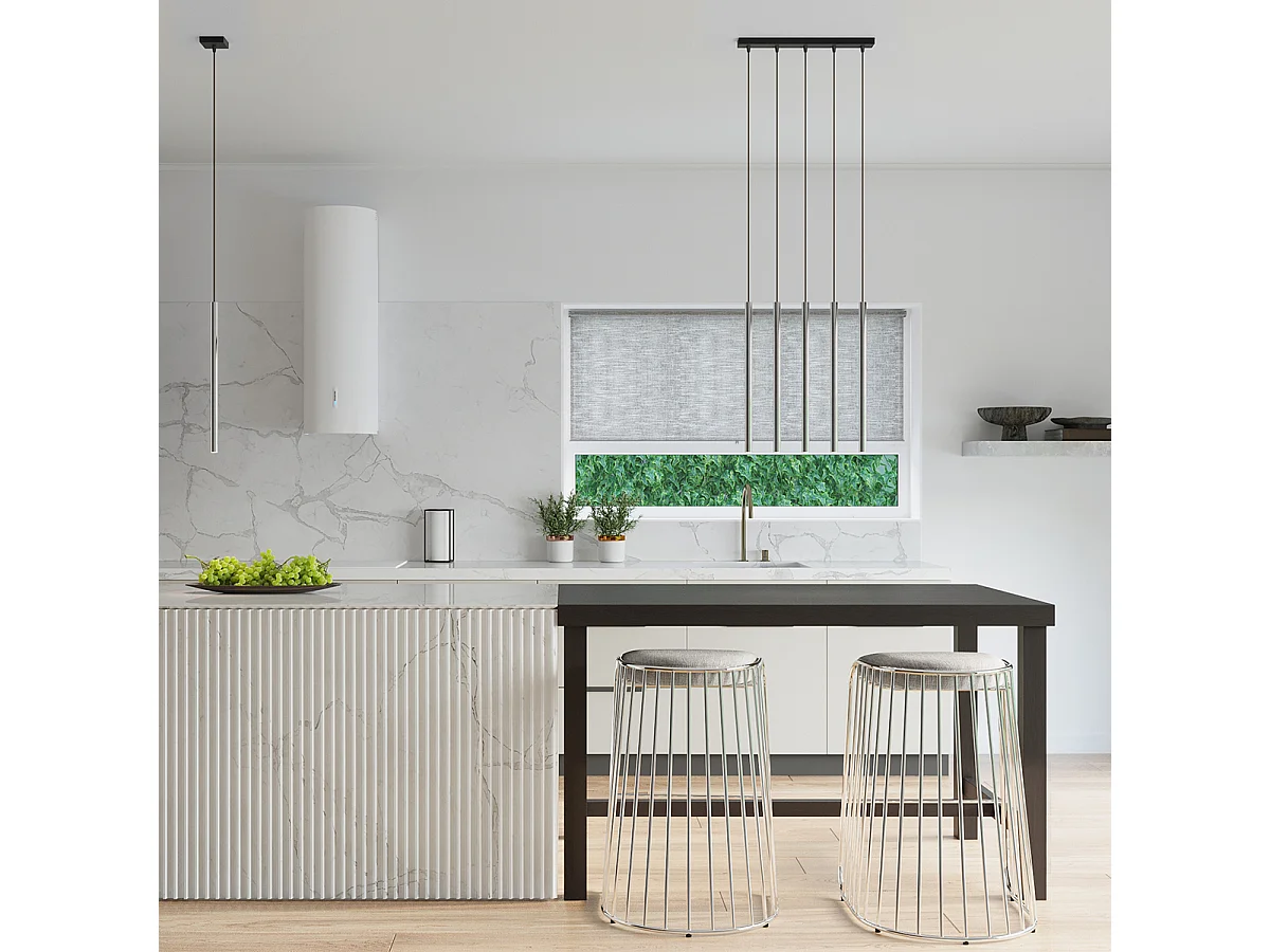 Lampes suspendues Brill moderne en acier - 1 sources lumineuses 3000K - L.8 x H.100 cm - chrome