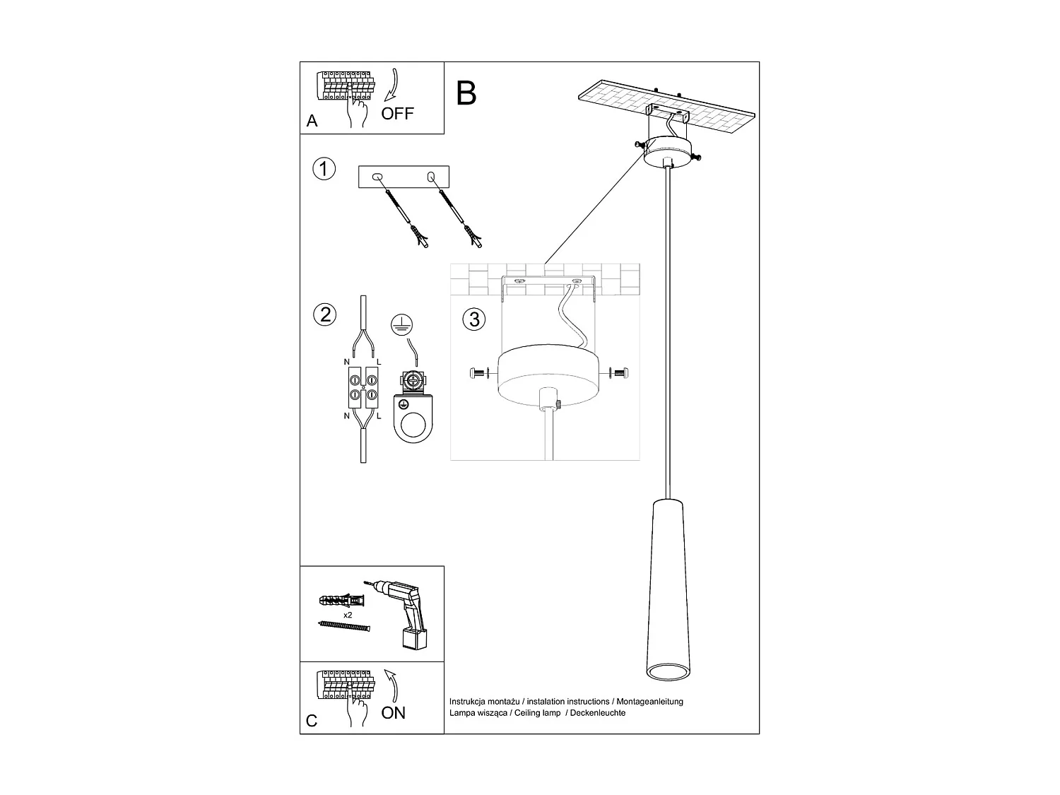 Lampes suspendues Eclix moderne en céramique - 1 sources lumineuses 4000K - L.8 x H.132 cm - blanc