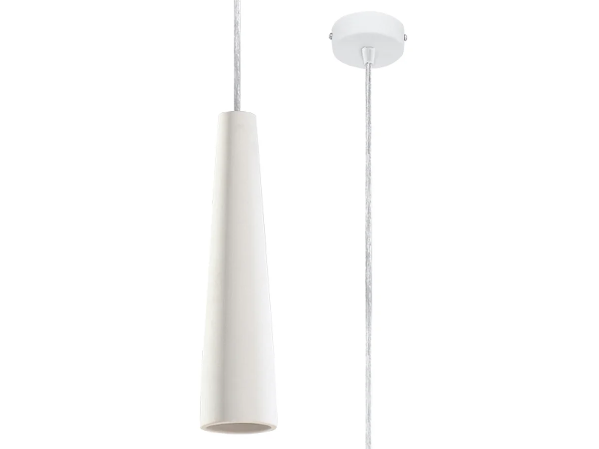 Lampes suspendues Eclix moderne en céramique - 1 sources lumineuses 4000K - L.8 x H.132 cm - blanc