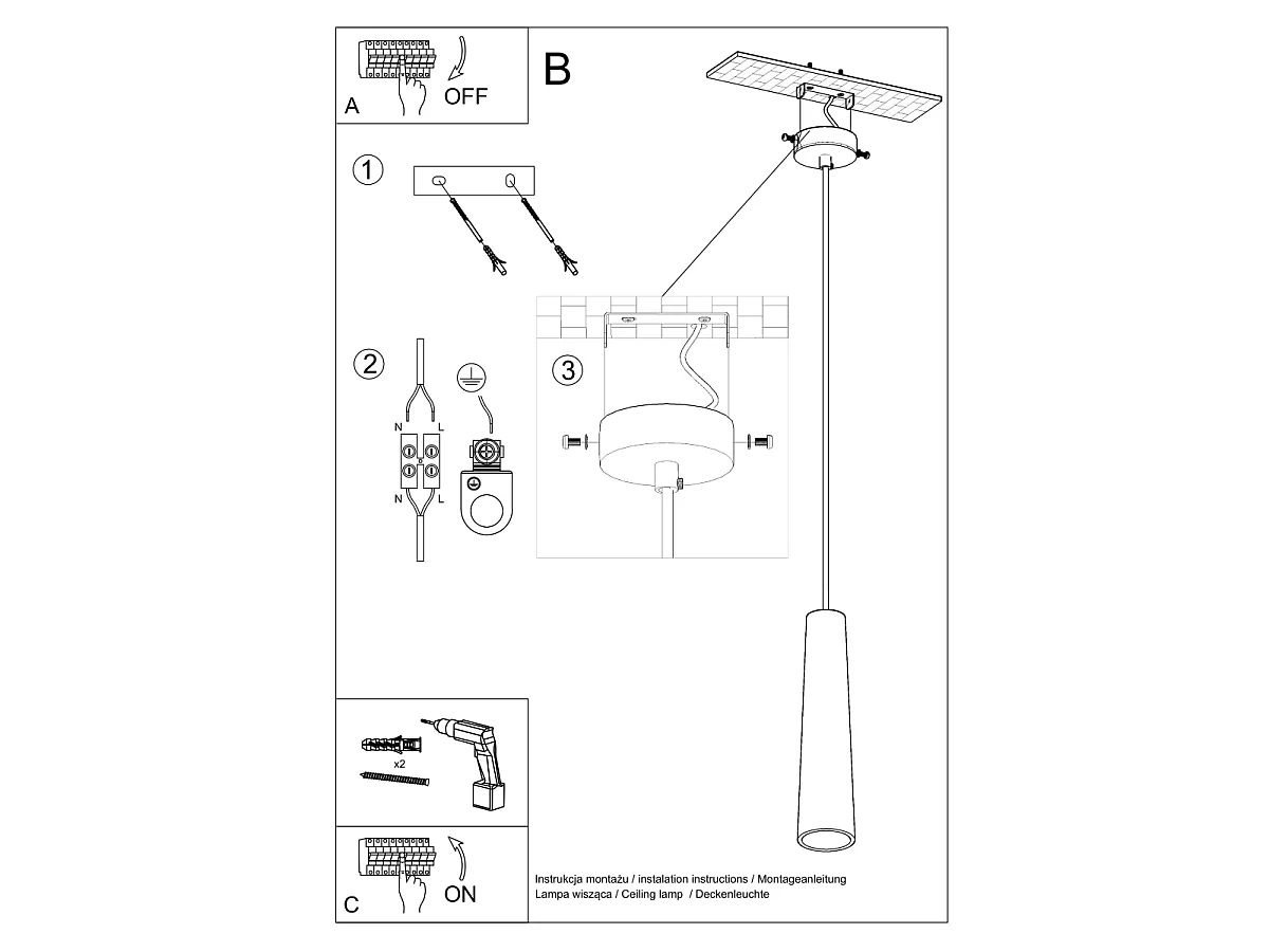 Lampes suspendues Eclix moderne en céramique - 1 sources lumineuses 4000K - L.8 x H.132 cm - blanc