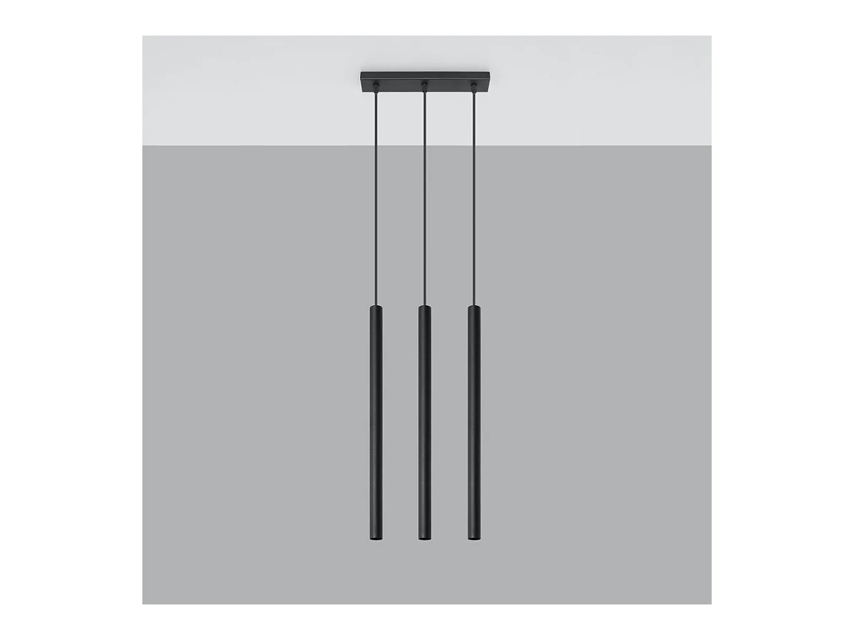 Lampy wiszące nowoczesny Brill, stal - 3 źródło światła 3000K - L.30 x H.90 cm - czarny