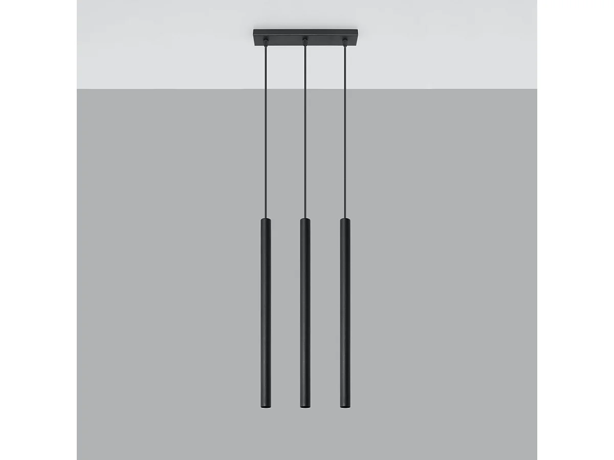 Lampes suspendues Brill moderne en acier - 3 sources lumineuses 3000K - L.30 x H.90 cm - noir