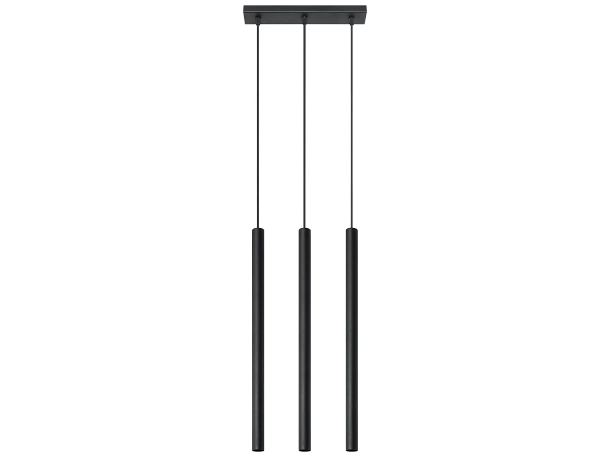 Lampes suspendues Brill moderne en acier - 3 sources lumineuses 3000K - L.30 x H.90 cm - noir