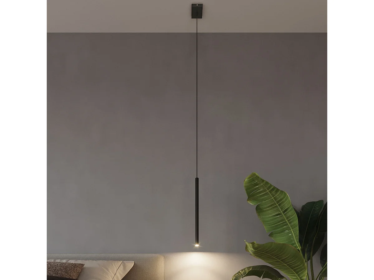 Lampes suspendues Brill moderne en acier - 3 sources lumineuses 3000K - L.30 x H.90 cm - noir