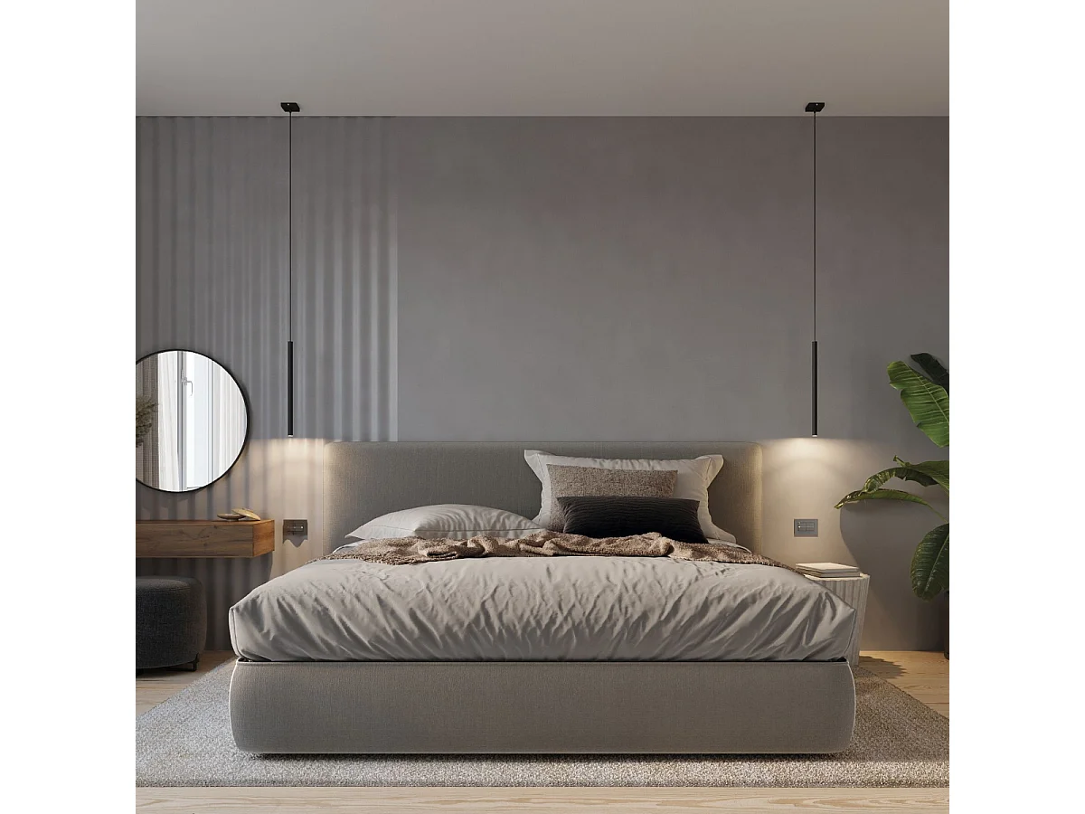 Lampes suspendues Brill moderne en acier - 3 sources lumineuses 3000K - L.30 x H.90 cm - noir