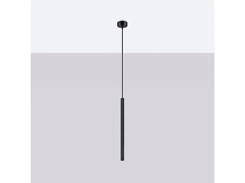 Lampy wiszące nowoczesny Elara, stal - 1 źródło światła 4000K - L.8 x H.120 cm - czarny