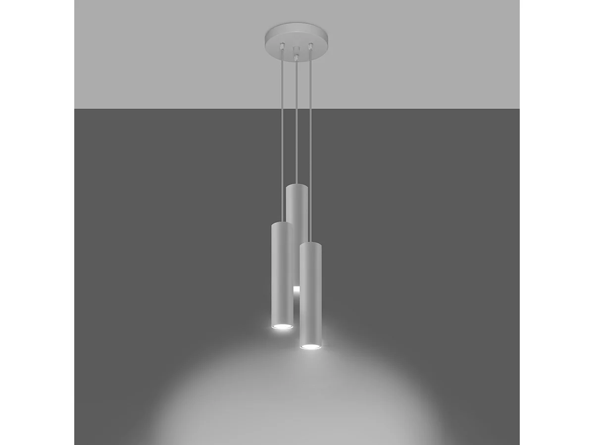 Luminárias pendentes Toris moderno, aço - 3 fontes de luz 3000K - L.20 x H.110 cm - branco
